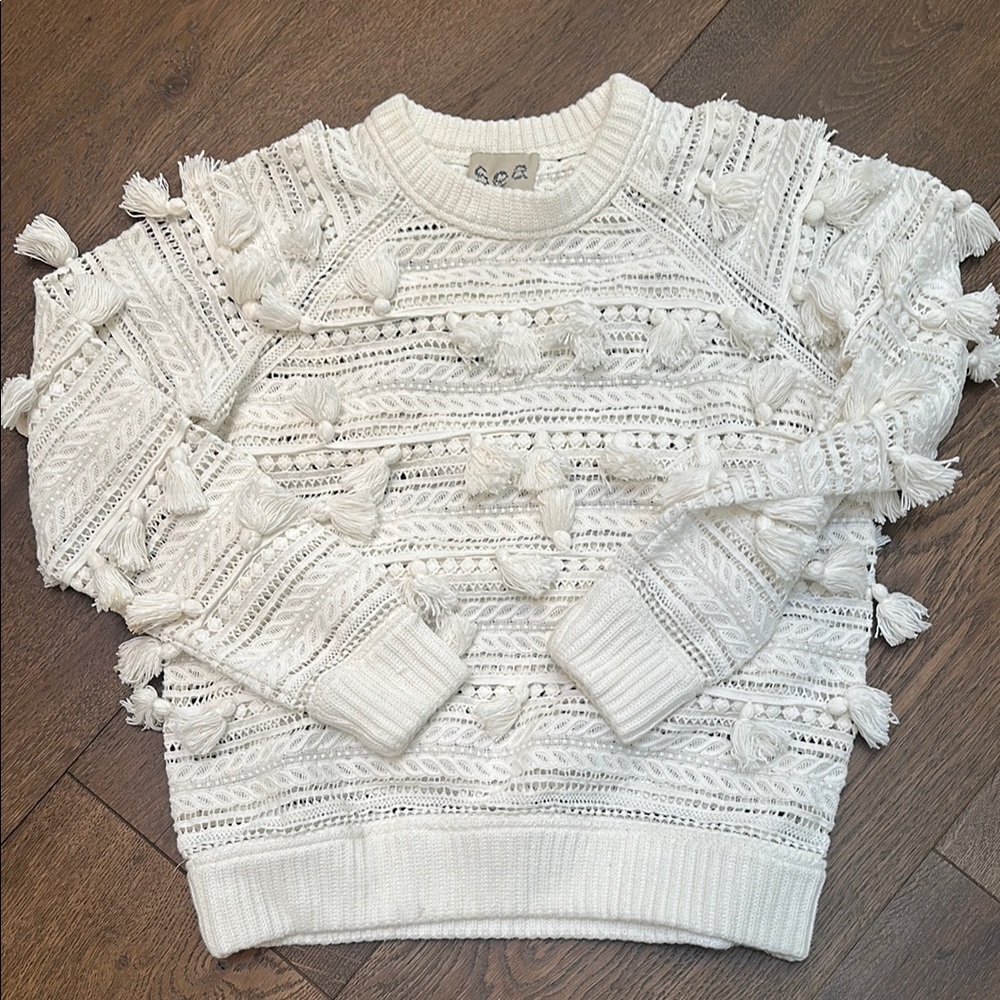 White Textured Women's Sweater